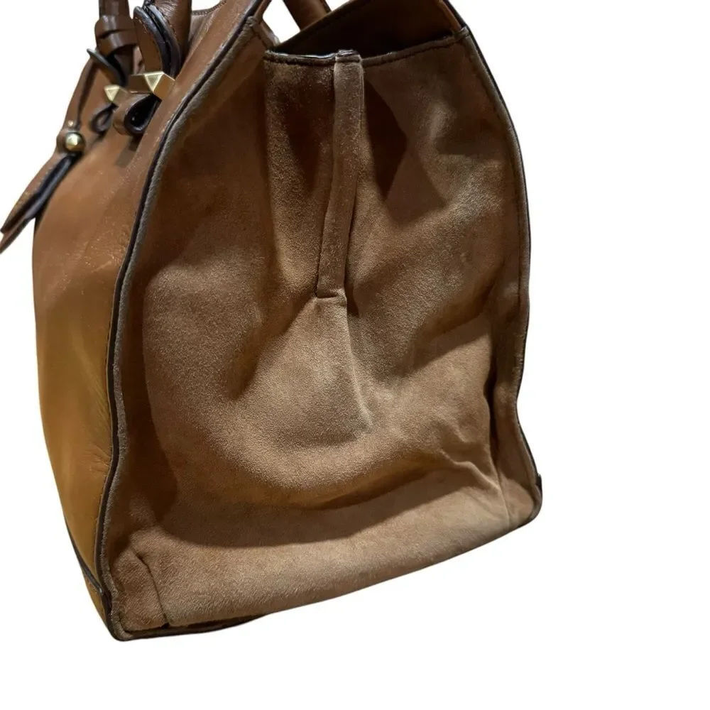 Revolve Brian Atwood Aniccola Brown Leather and Suede Satchel Handbag